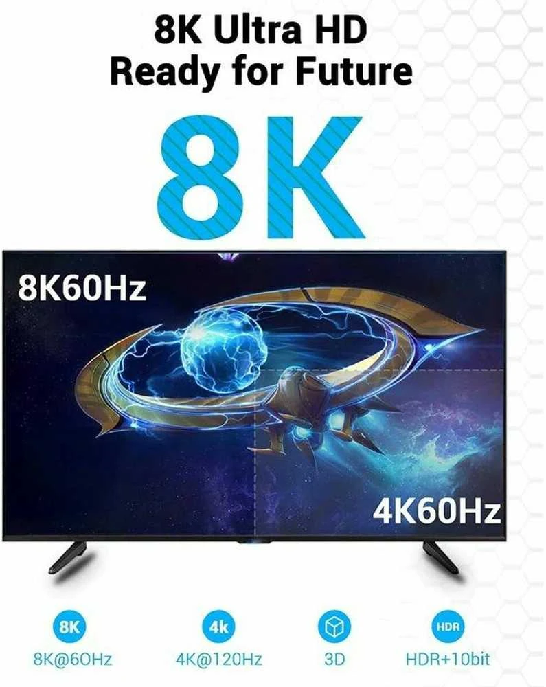 Kabelis HDMI 2.1 Vention AANBH 2m 8K (juodas)