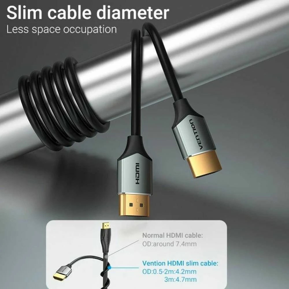 Vention Itin plonas HDMI HD kabelis 0.5 m ventiliacijos ALEHD (pilkas)