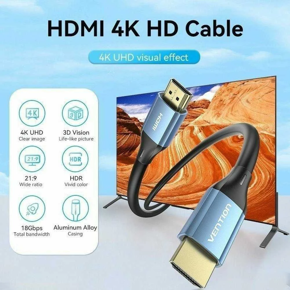 Vention HDMI 4K HD 10 m kabelio ventiliacija ALHSL (mėlyna)