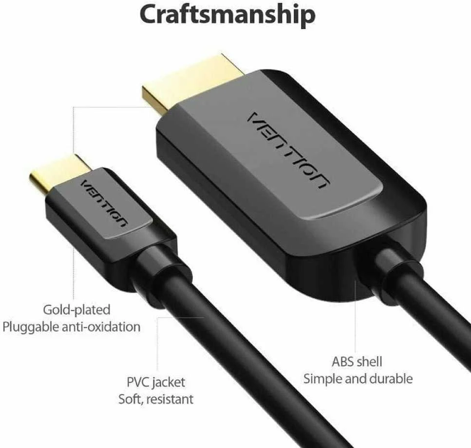 Vention USB-C į HDMI kabelio detalių schema
