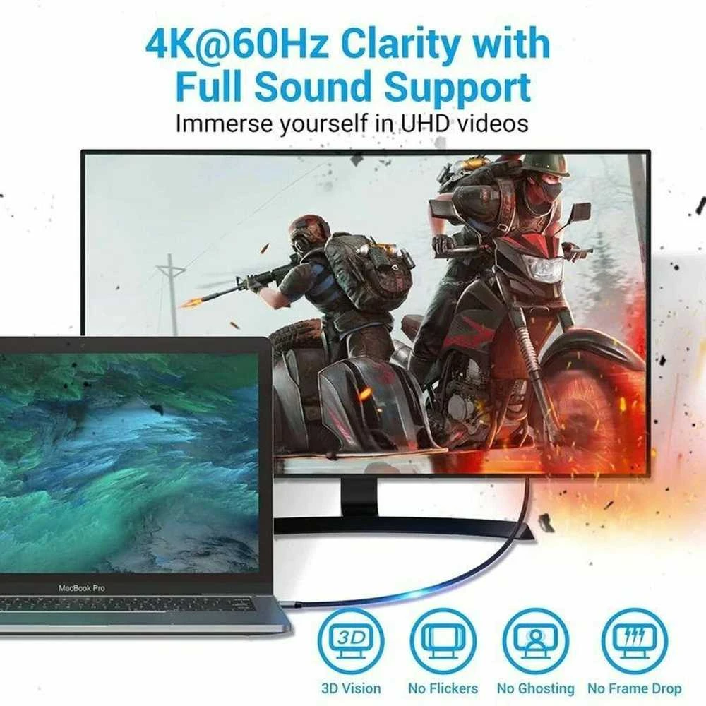 Vention USB-C į HDMI laidas 2 m ventiliacijos CRBBH (juodas)