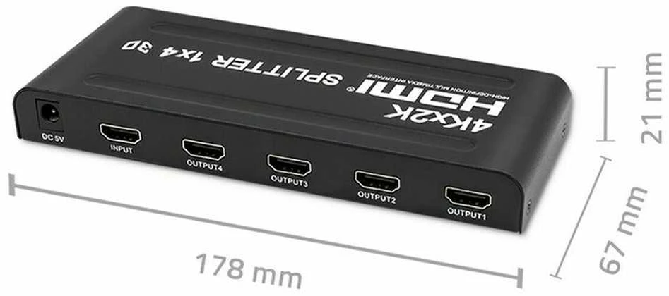Qoltec 51798 aktyvus HDMI skirstytuvas 4 x HDMI 4K x 2K | 3,4 Gb/s