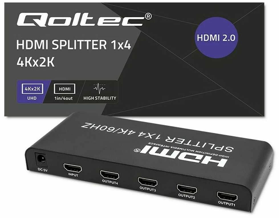 HDMI Skirstytuvas - Qoltec 51799 4K 60Hz 4 x HDMI Juodas