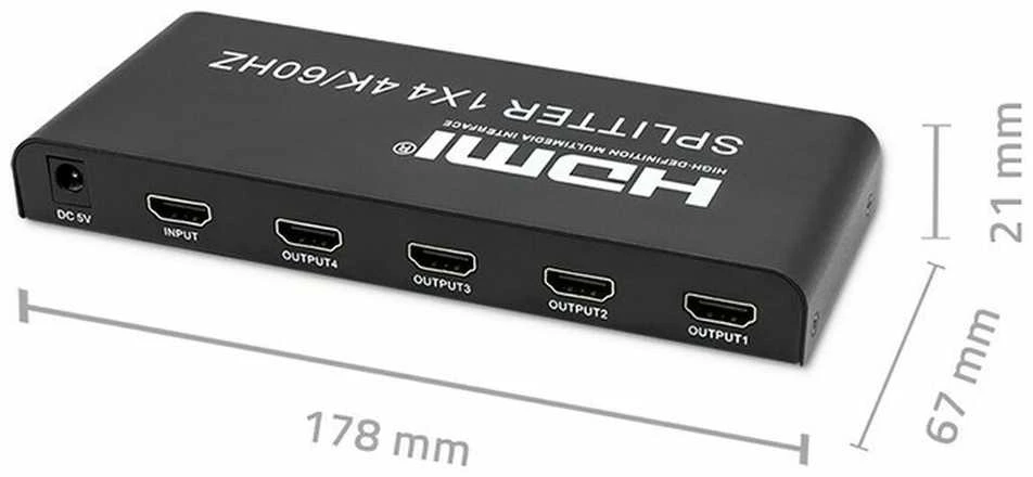 HDMI Skirstytuvas - Qoltec 51799 4K 60Hz 4 x HDMI Juodas