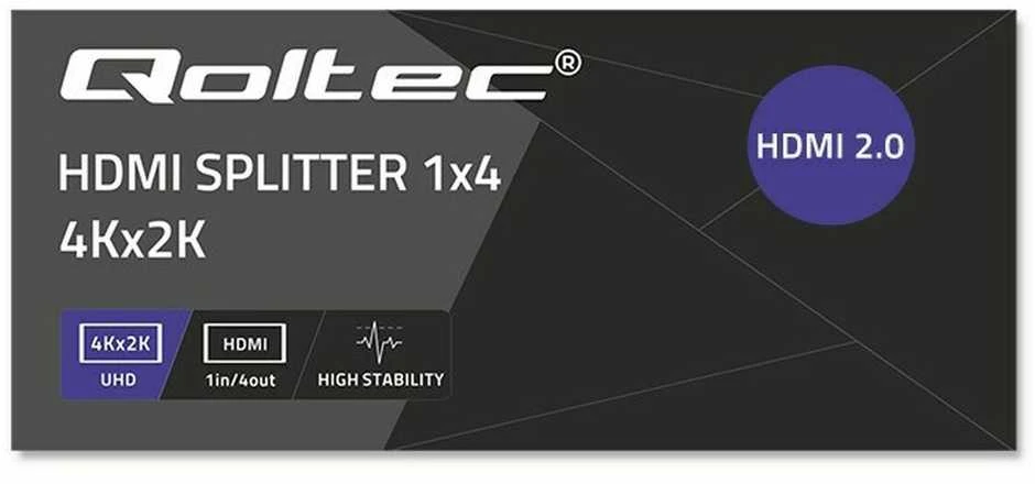 HDMI Skirstytuvas - Qoltec 51799 4K 60Hz 4 x HDMI Juodas