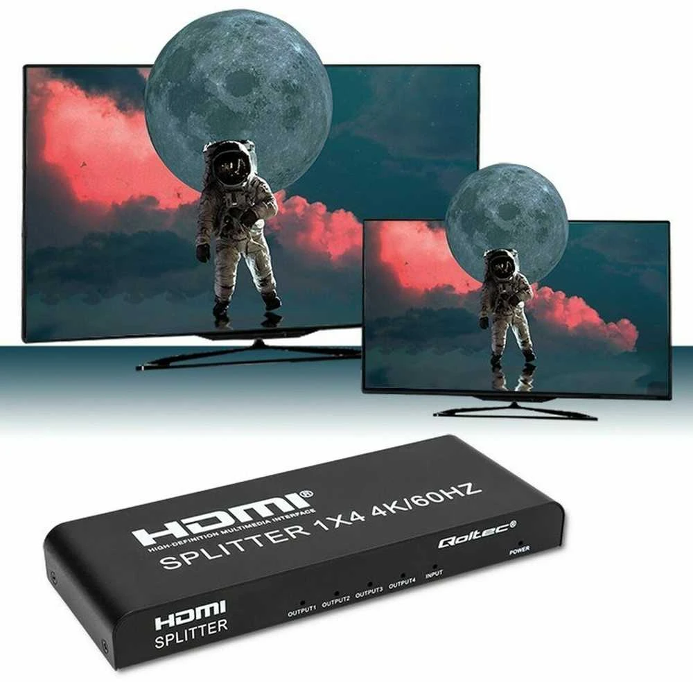 HDMI Skirstytuvas - Qoltec 51799 4K 60Hz 4 x HDMI Juodas