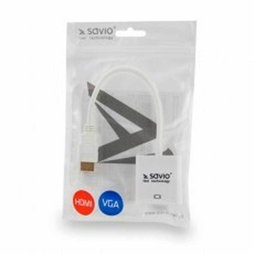Savio CL-27B vaizdo kabelio adapteris 0,1 m HDMI Type A (Standartinis) VGA (D-Sub) Baltas