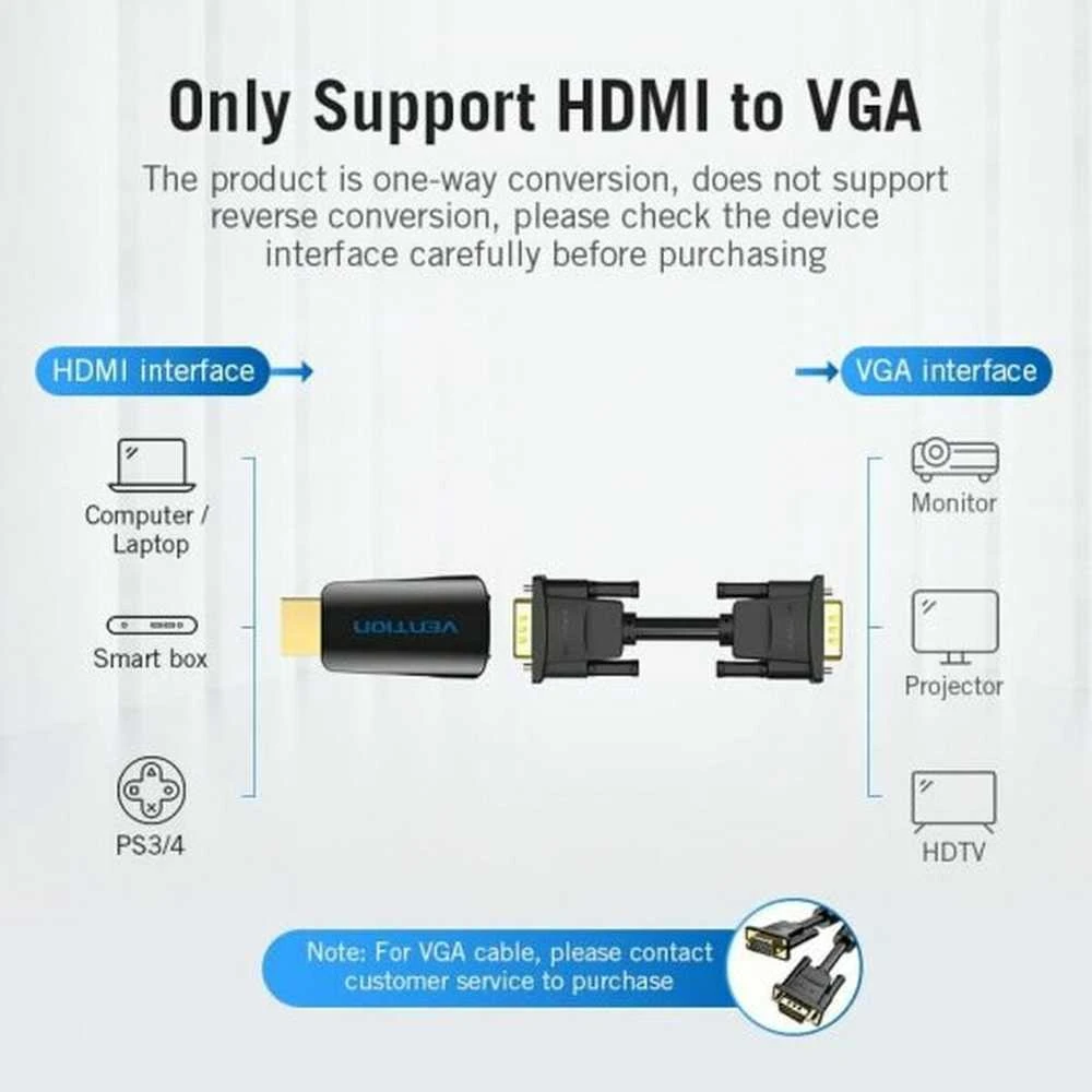HDMI į VGA adapteris Vention AIDB0 su 3.5 mm garsu