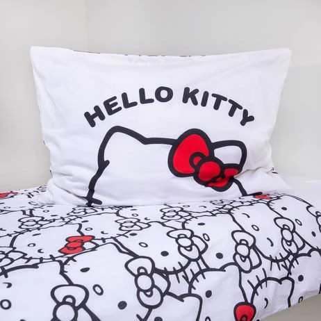 Hello Kitty baltas patalynės užvalkalas 140–200 cm, 70–90 cm