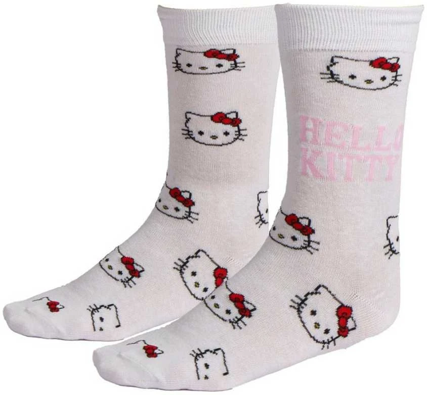 Hello Kitty baltos suaugusiųjų ilgos kojinės 36/43