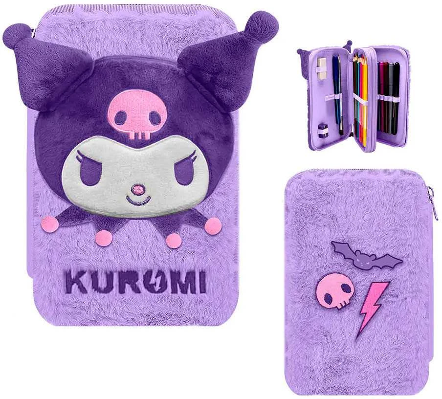 Hello Kitty Kuromi pūkuotas pieštukų dėklas, 2 skyrių
