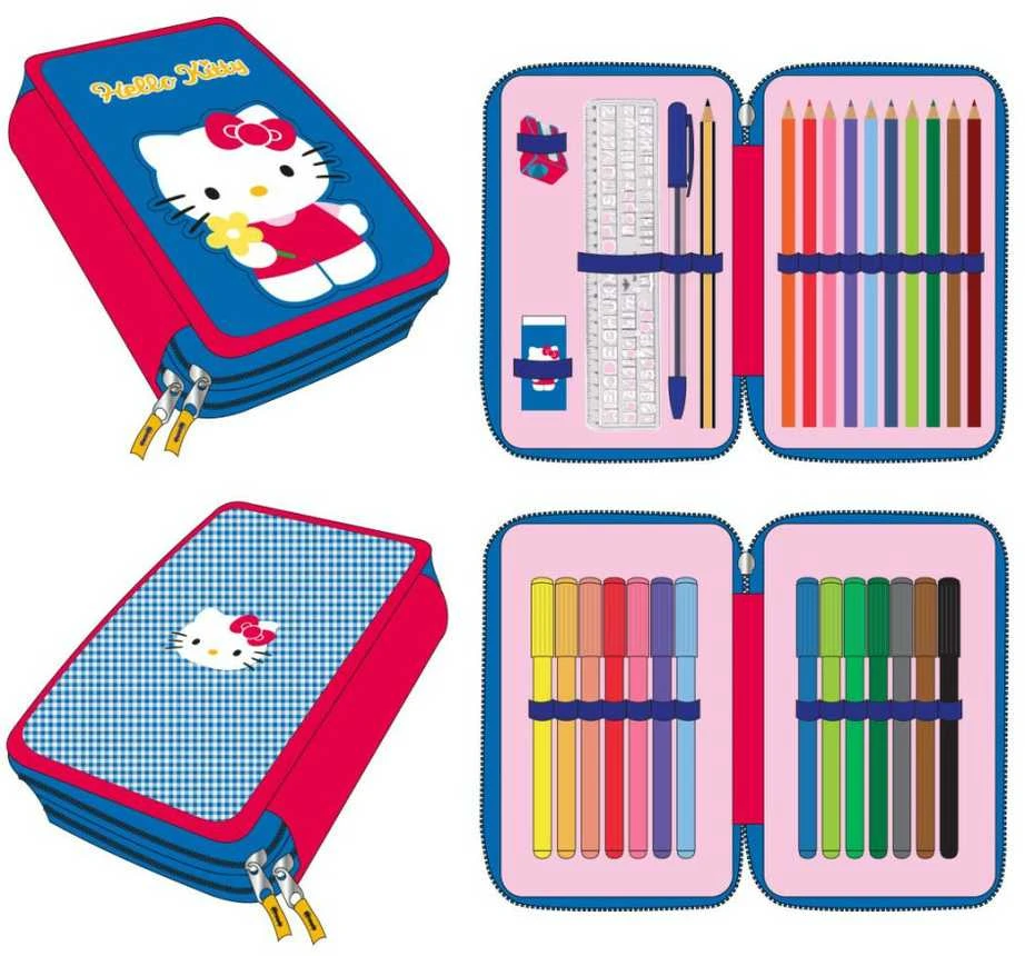 Hello Kitty Mėlynos spalvos pieštukinė su 2 skyriais