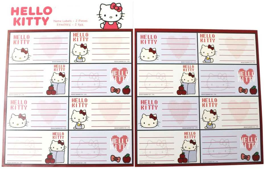 „Hello Kitty“ obuolių užrašinės etiketės, 16 vnt.