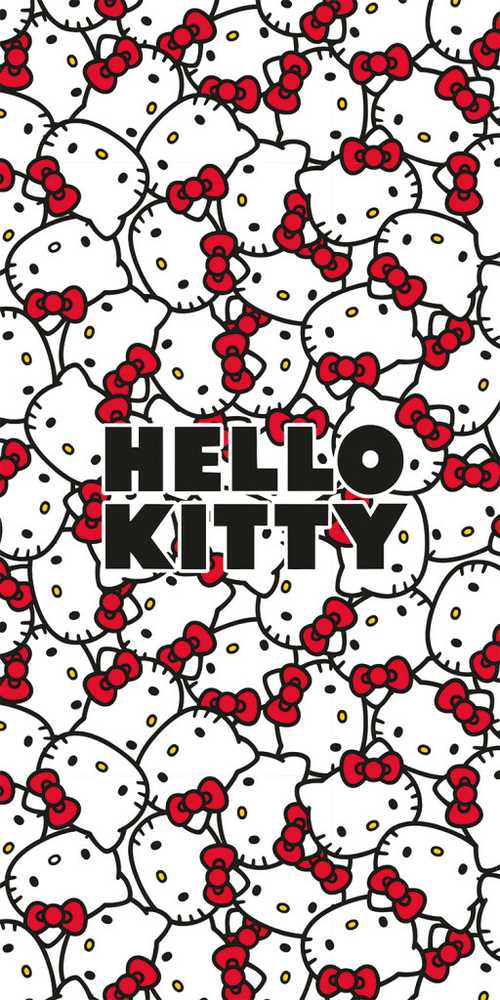 Rankšluostis Ręcznik plażowy 70 x40 Hello Kitty kotki kokardki raudona balta juoda bawełniany Kids25