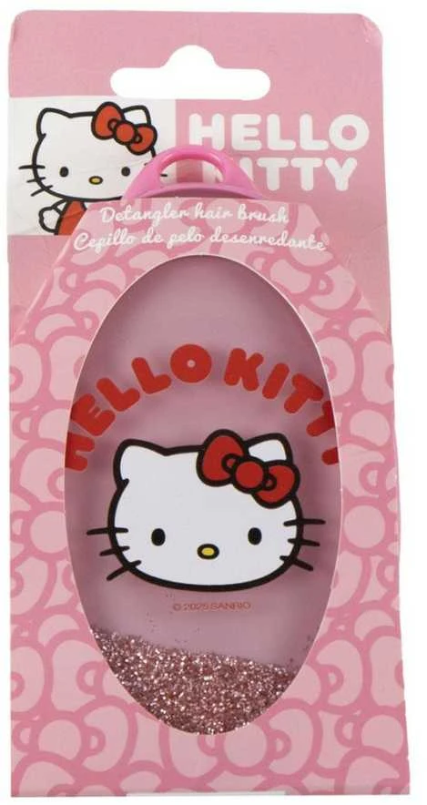 Hello Kitty rožinis blizgučių plaukų šepetys 13 cm