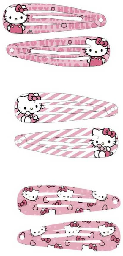 Hello Kitty saldus 6 dalių plaukų segtukų rinkinys