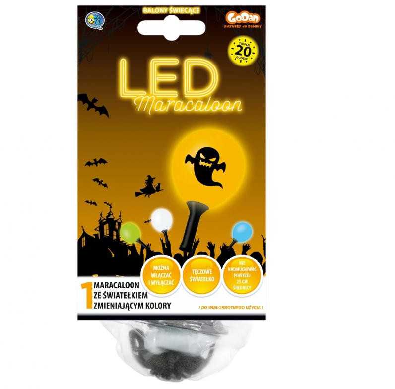 Helovino LED Maracaloon balionai su rankena