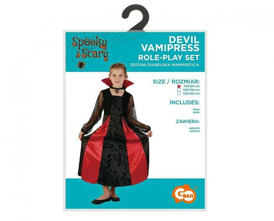 Helovino velnio vampyro kostiumas 120/130 cm