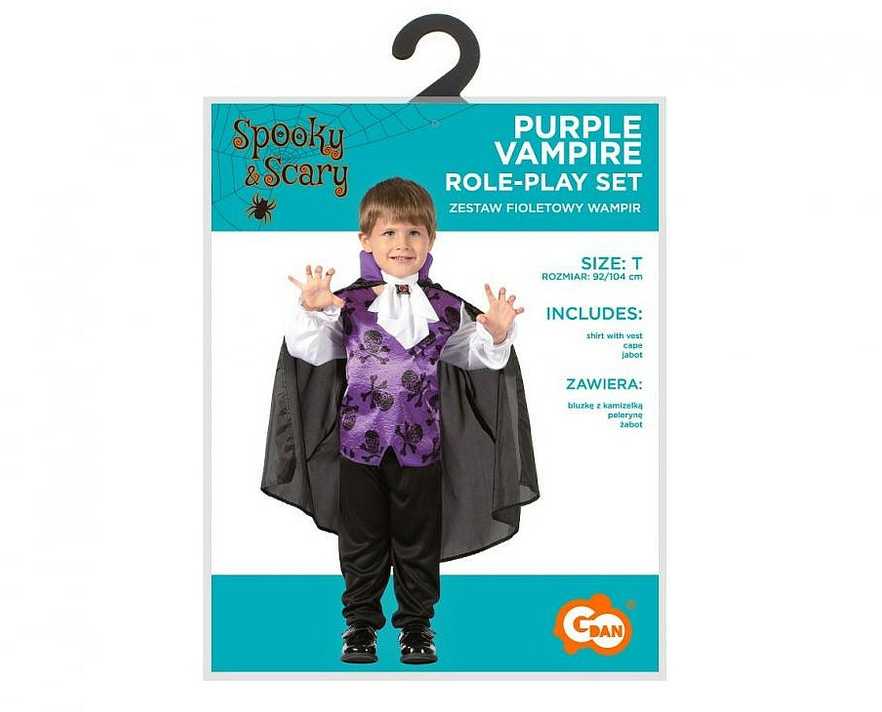 Helovino violetinis vampyro kostiumas 92/104 cm
