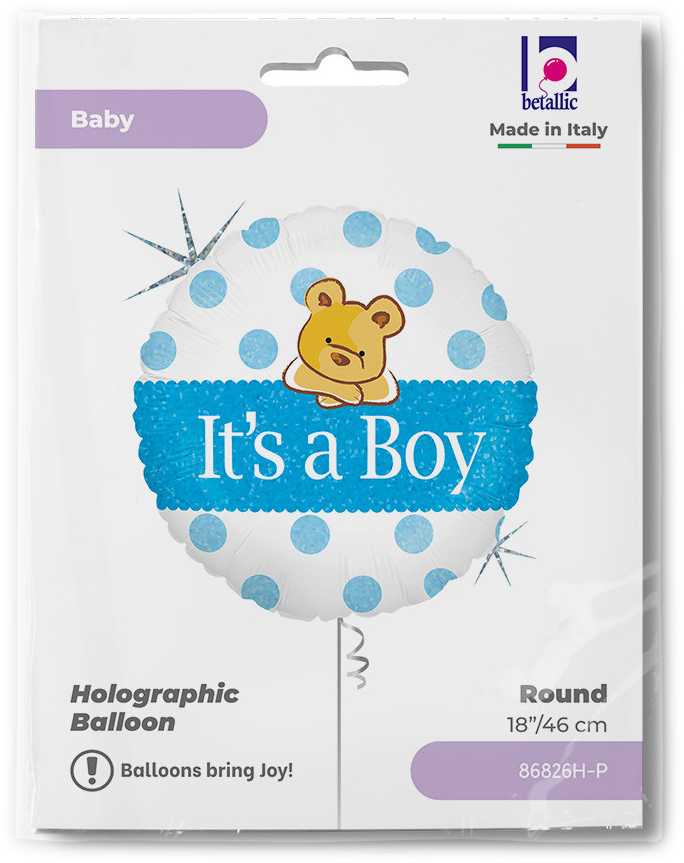 Holografinis balionas „Holo Baby Boy“ – 46 cm