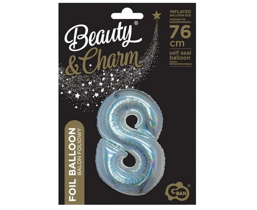 GoDan Balon foliowy B_C Cyfra8 hologr sreb CH-BHS8 44857