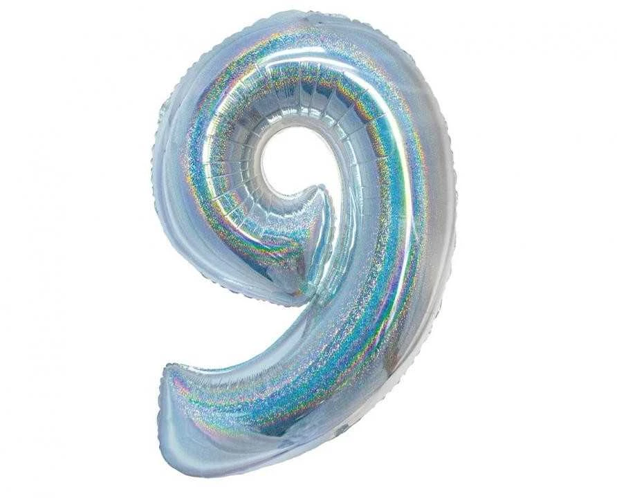 GoDan Balon foliowy B_C Cyfra9 hologr sreb CH-BHS9 44864