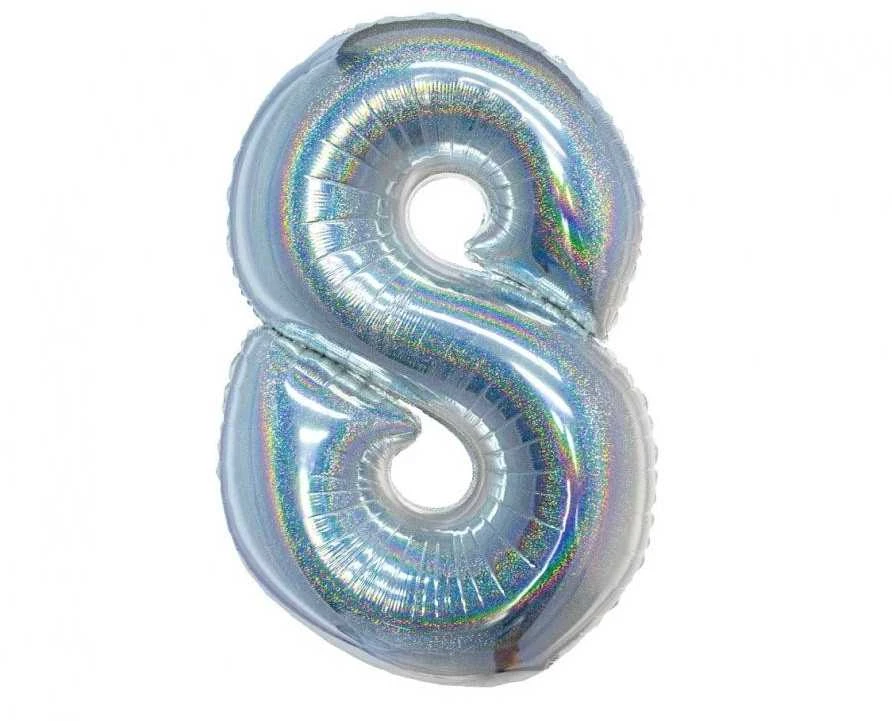 GoDan Balon foliowy B_C Cyfra8 hologr sreb CH-BHS8 44857