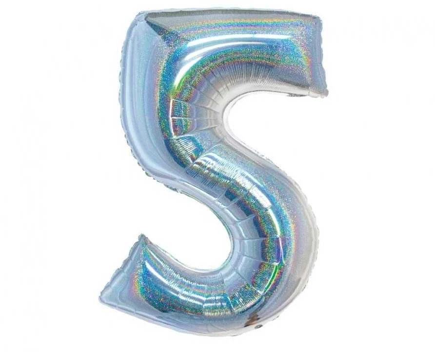 GoDan Balon foliowy B_C Cyfra5 hologr sreb CH-BHS5 44789