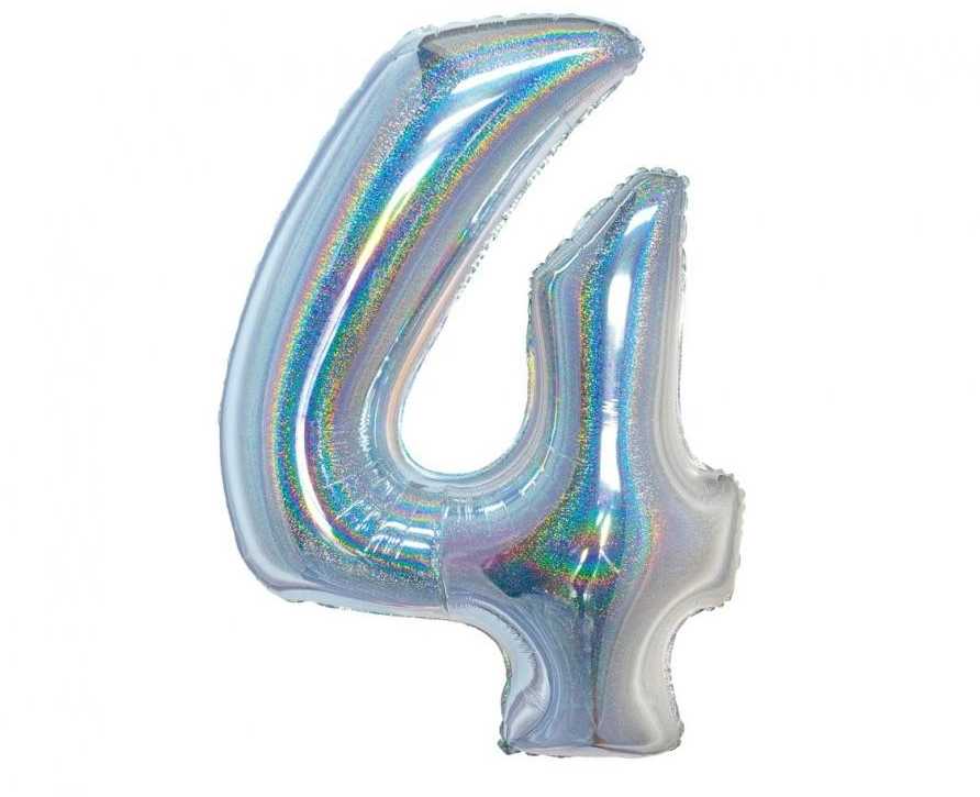 GoDan Balon foliowy B_C Cyfra4 hologr sreb CH-BHS4 44765