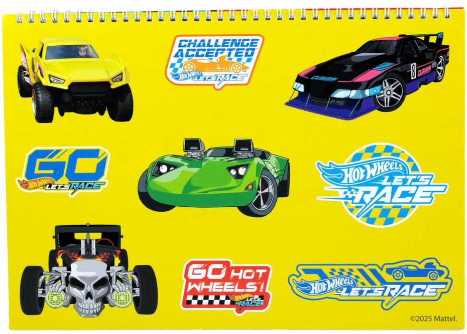 „Hot Wheels Challenge“ A/4 spiralinė eskizų knygelė su 40 lapų ir lipdukais