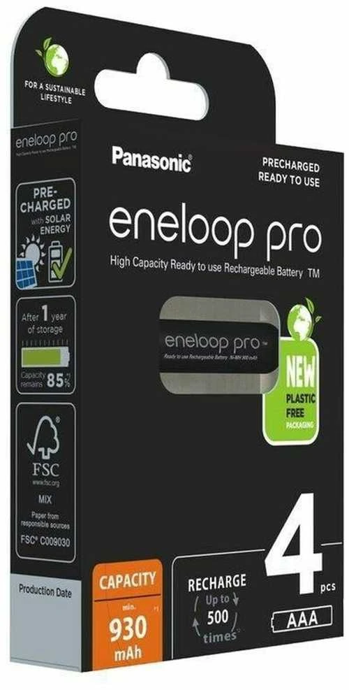 Įkraunamos baterijos Panasonic ENELOOP Pro BK-4HCDE/4CP, 930 mAh, 500 (4xAAA)
