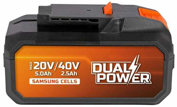POWERPLUS 2x20v 2,5Ah baterija, skirta 40V arba 5Ah įrankiui su 20V Dual Power Powdp9037 įrankiu – suderinama su 40V ir 20V įrankiais