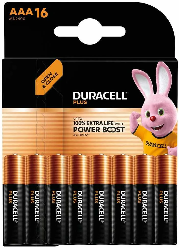 Duracell AAA baterijų pakuotė 16 vnt