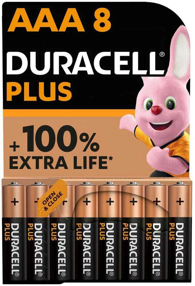 Duracell AAA Plus baterijų pakuotė iš 8 vienetų