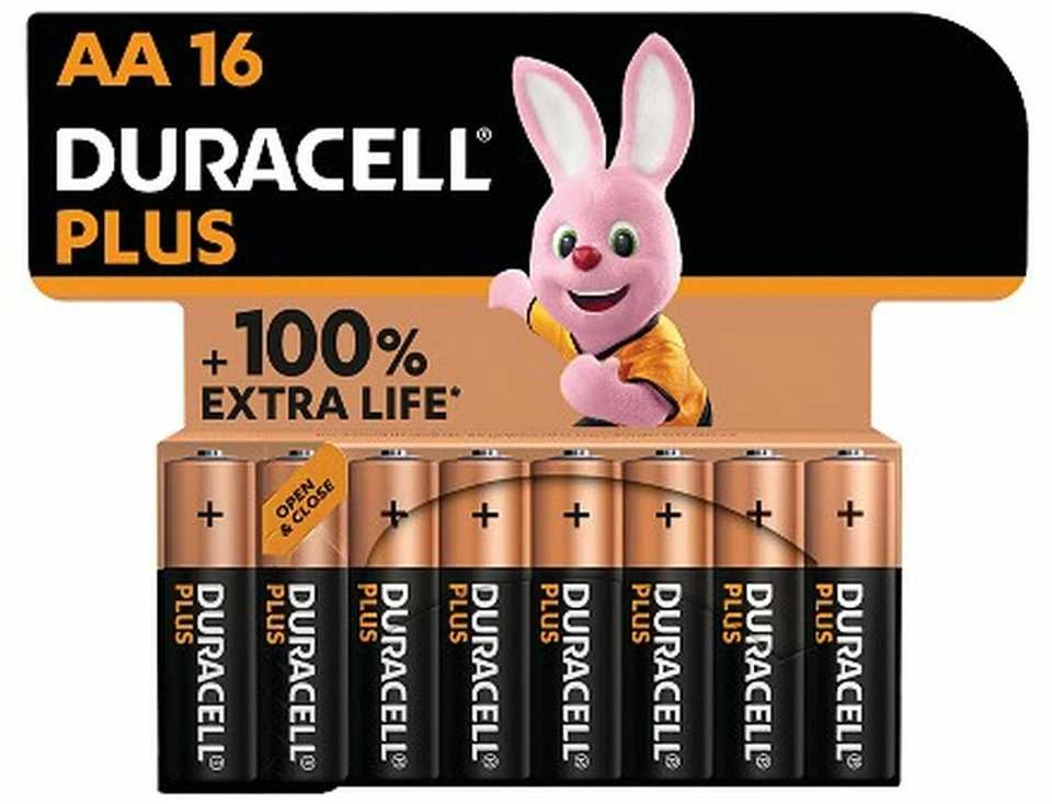 Duracell Plus AA baterijų pakuotė 16 vnt