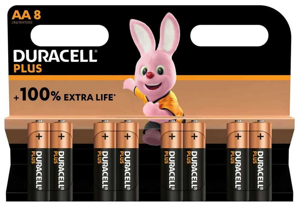 Duracell AA baterijų pakuotė (8 vienetai)