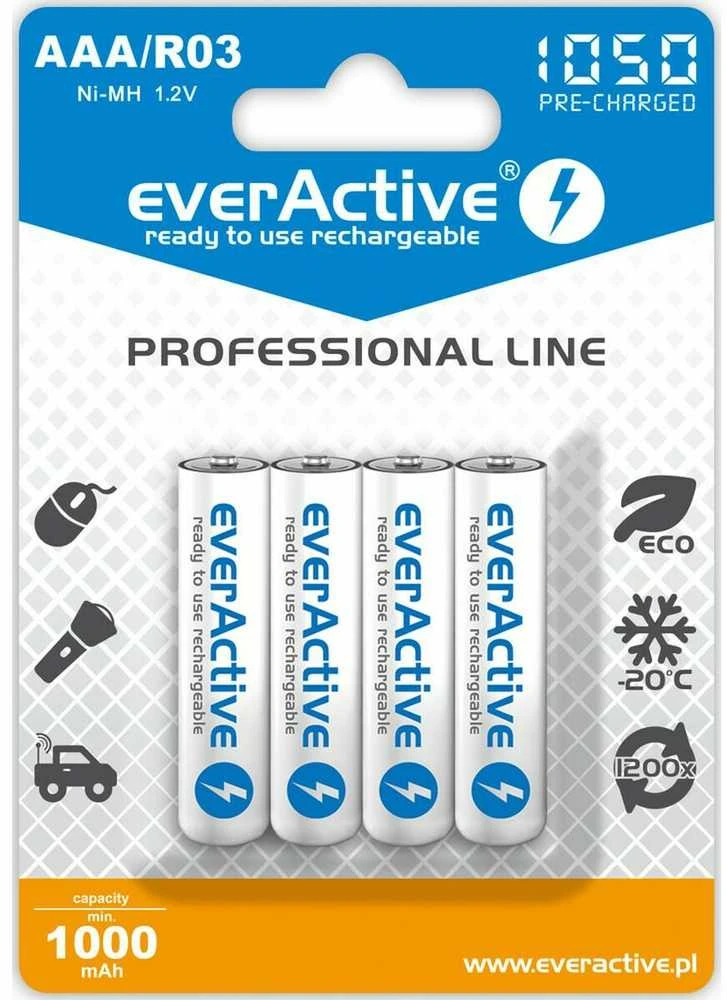Įkraunamos baterijos everActive Ni-MH R03 AAA 1050 mAh Professional Line