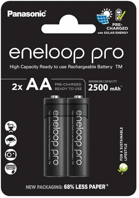Įkraunamos baterijos Panasonic BK-3HCDE/2CP 2500 mAh 1,2 V