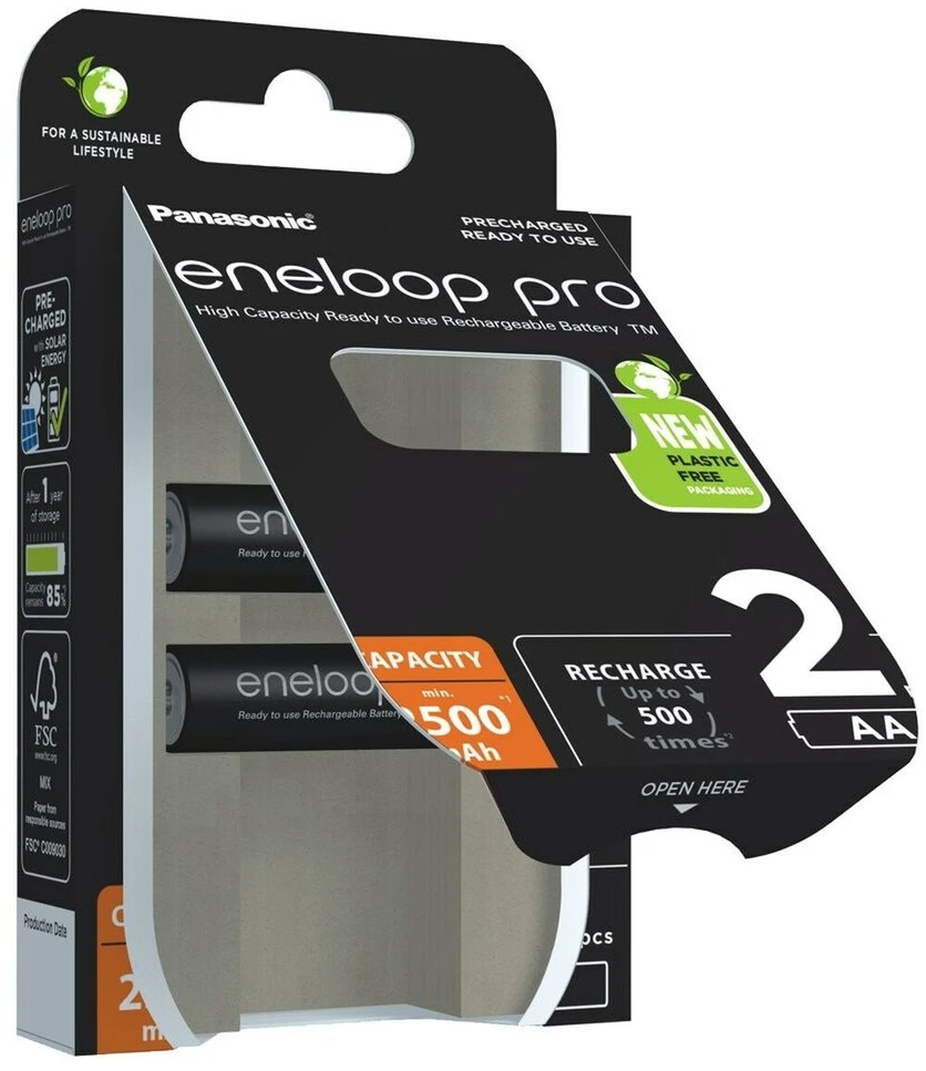 Įkraunamos baterijos Panasonic BK-3HCDE/2CP 2500 mAh 1,2 V
