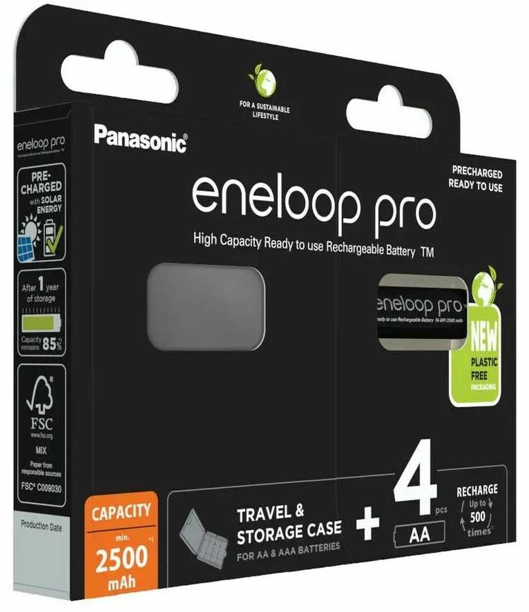 Panasonic Eneloop PRO 2500mAh 4 vnt. su dėklu