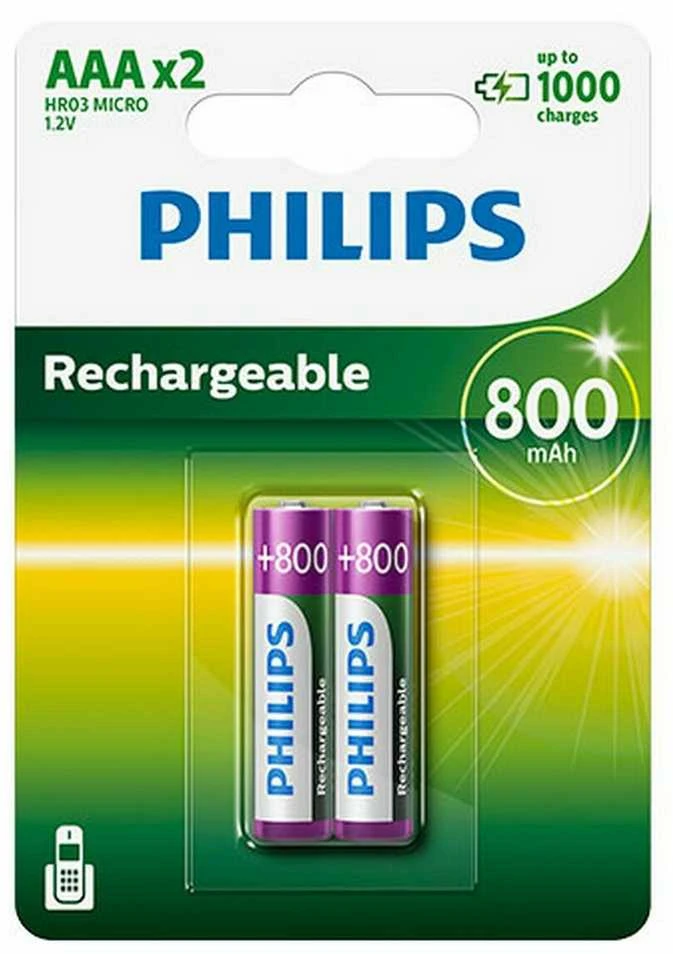 Mercury Įkraunama baterija Philips AAA 800 mAh 2 lizdinės plokštelės