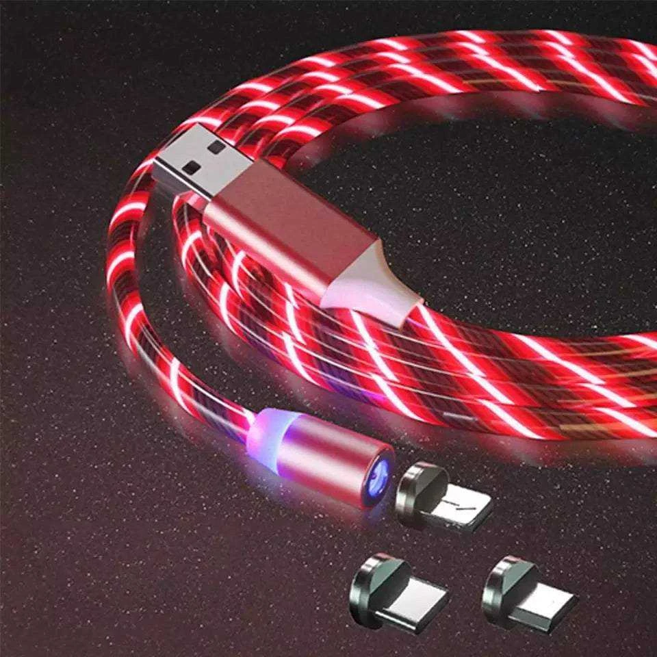 Aptel Maitinimo laidas Magnetinis LED kabelis - laidas 3in1, raudonas