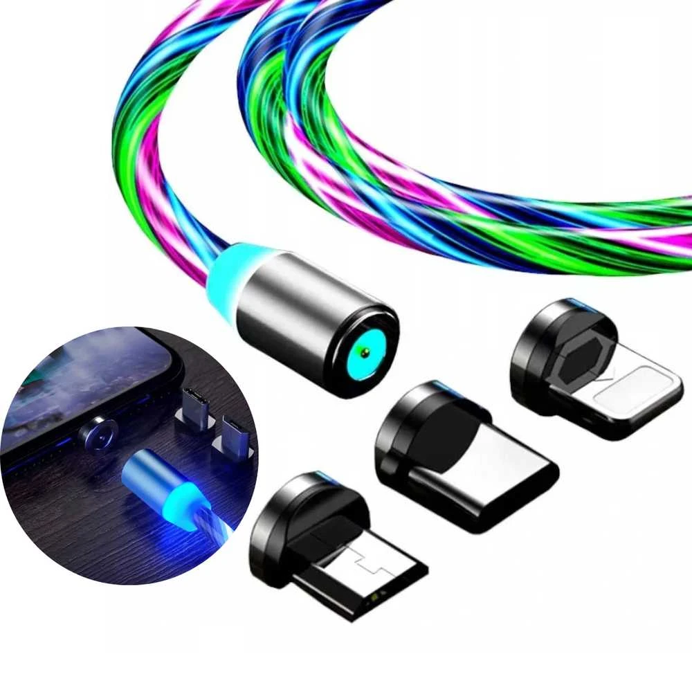 Aptel Maitinimo laidas Magnetinis LED kabelis - laidas 3in1, raudonas