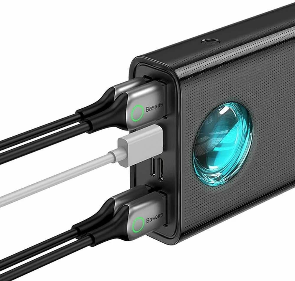 LiPo išorinis akumuliatorius (Powerbank) 30000mAh 65W su PD3.0 QC3.0 4xUSB + USB C Amblight juodas BASEUS