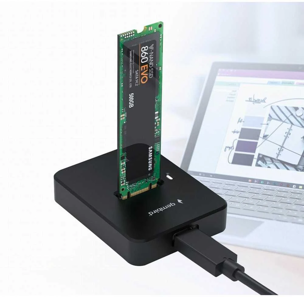 GEMBIRD Desktop USB Type-C M.2 SATA NVME SSD drive docking station juodas