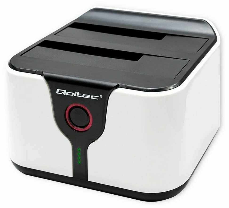 Qoltec 50309 HDD SSD 2,5" 3,5" prijungimo stotelė | SATA III | USB 3.0 | Super greitis 5Gb/s | su klonavimo funkcija