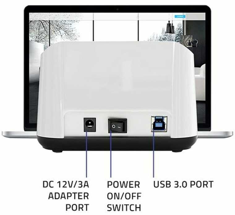 Qoltec 50309 HDD SSD 2,5" 3,5" prijungimo stotelė | SATA III | USB 3.0 | Super greitis 5Gb/s | su klonavimo funkcija