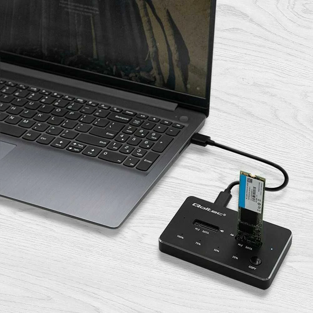 QOLTEC 50310 Drive Docking Station 2x SSD M.2 SATA / NGFF / USB Type C