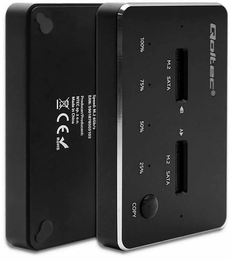 QOLTEC 50310 Drive Docking Station 2x SSD M.2 SATA / NGFF / USB Type C