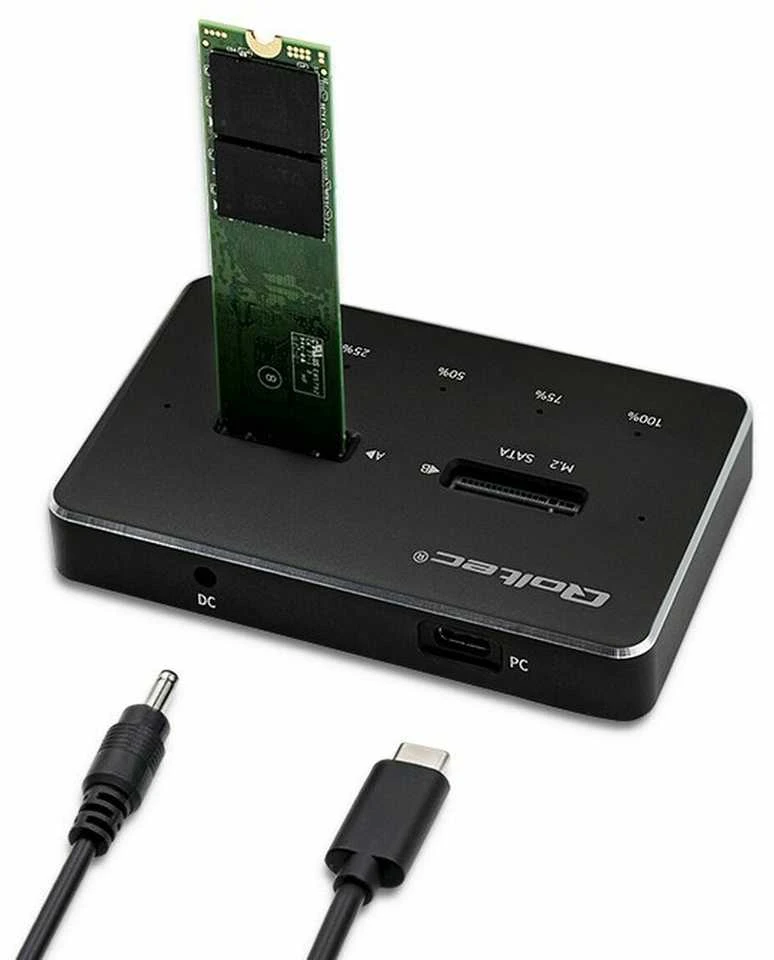 QOLTEC 50310 Drive Docking Station 2x SSD M.2 SATA / NGFF / USB Type C